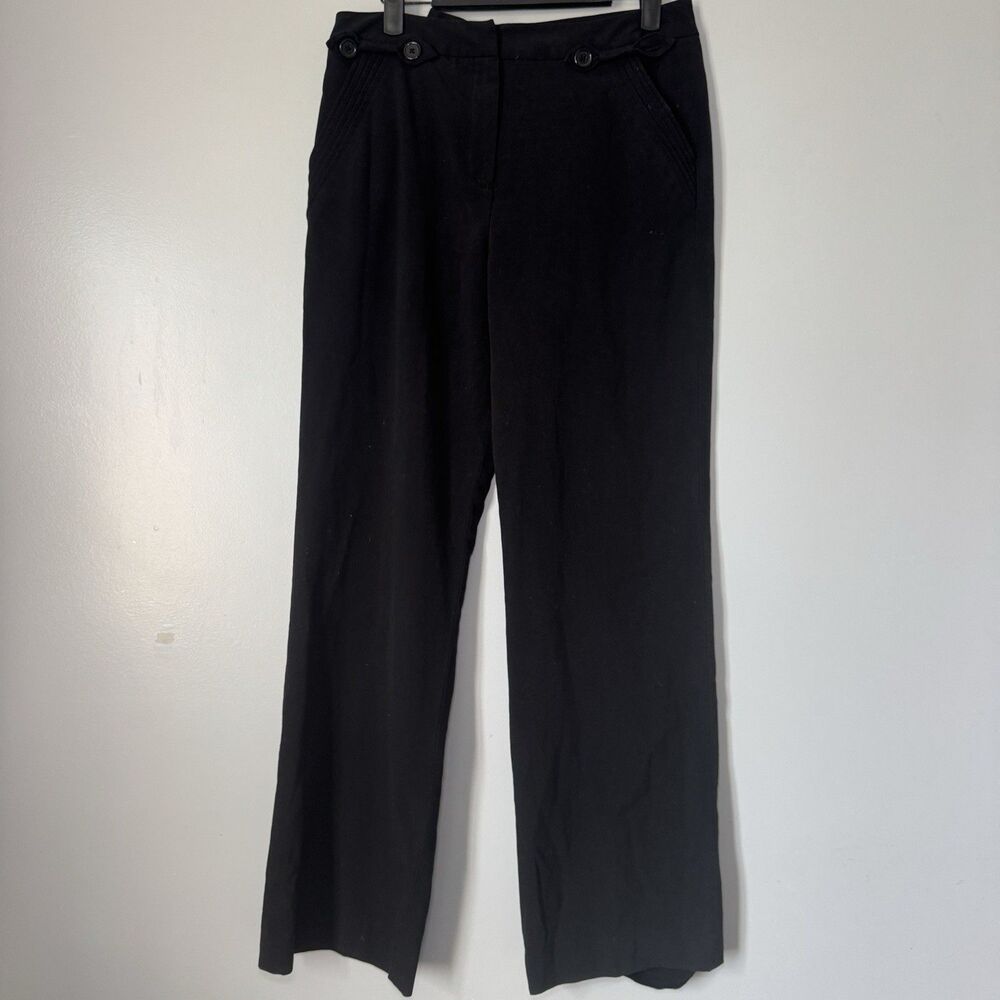 Vintage Larry Levine button up bow detail black dress pants wide leg size 6